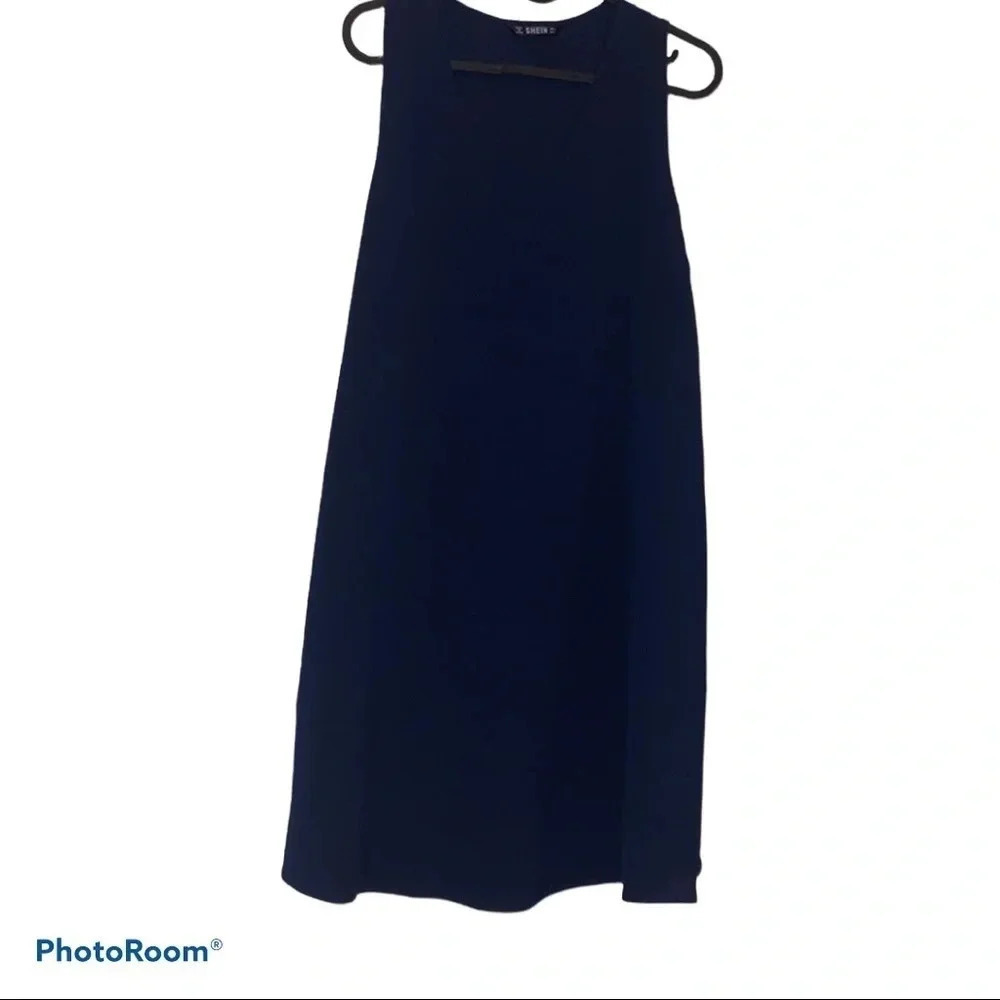 SHEIN navy sleeveless V neck summer mini dress  Sz L